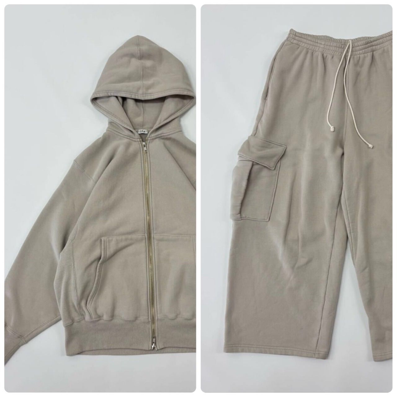 SEA シー SWEAT ZIP HOODIE スウェット ジップ フーディー & SWEAT WIDE CARGO PANTS ワイド カーゴ パンツ SET UP セット アップ FREE 704