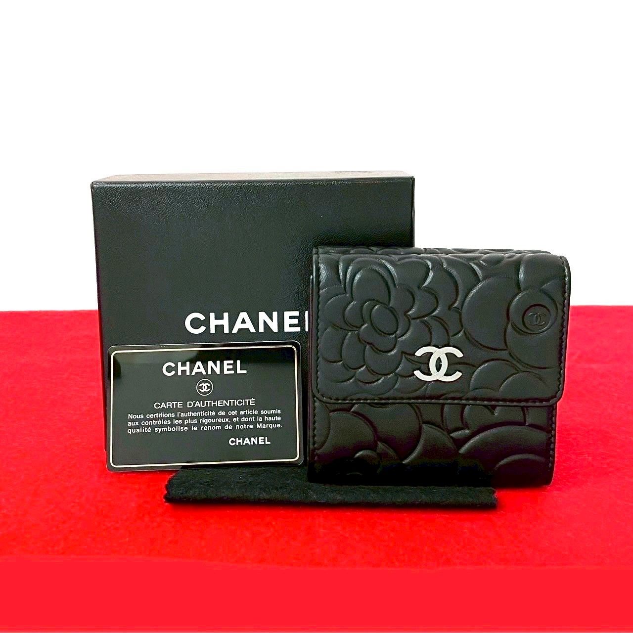 【美品】CHANEL シャネル カメリア ココマーク ラムスキン 小銭入れ 極 美品 箱付き カード シール有 12番台 CHANEL シャネル ココマーク