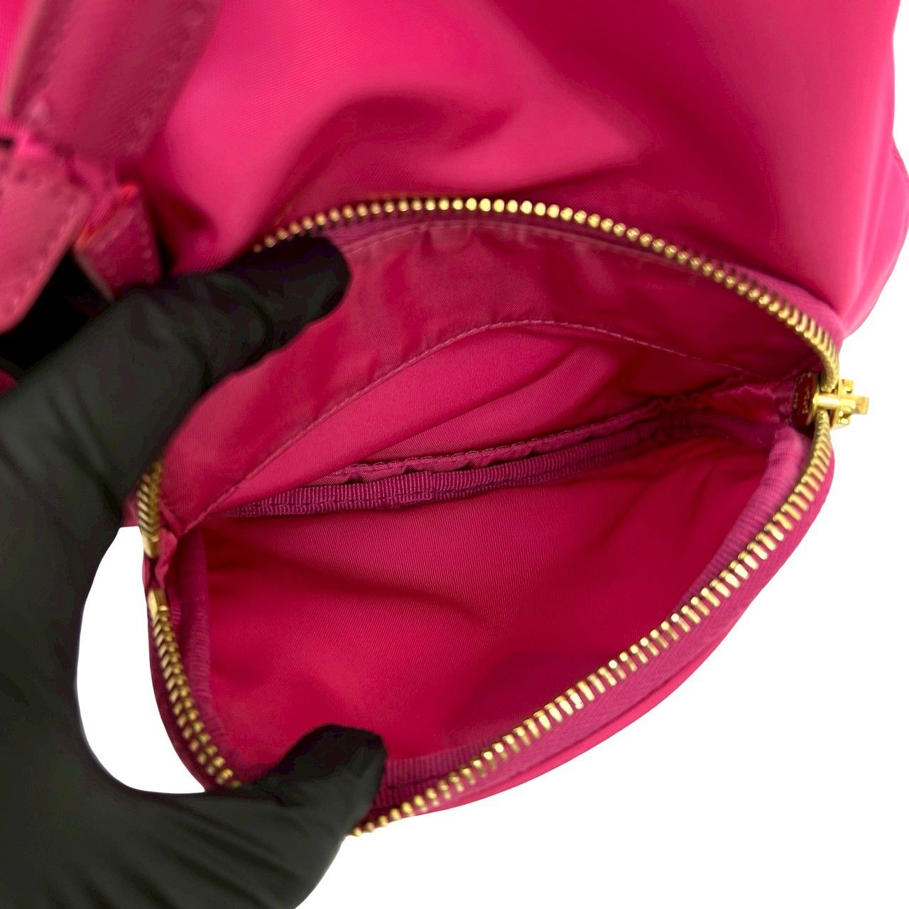 ほぼ未使用 PRADA プラダ デュエット 三角ロゴ 金具 テスート ナイロン