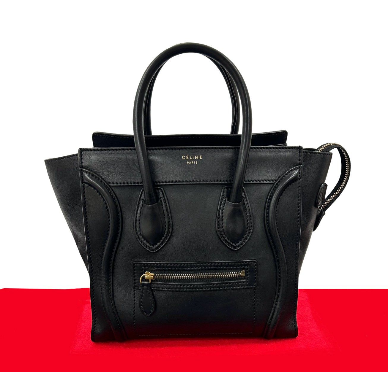 極 美品 CELINE セリーヌ ラゲージ マイクロショッパー レザー 本革