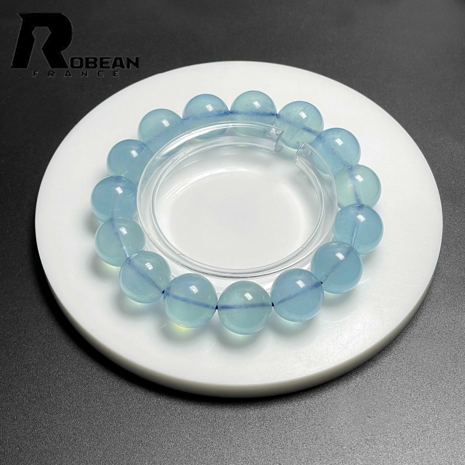 夢色 EU製 定価27万円 ROBEAN ブルーアクアマリン パワーストーン ブレスレット 天然石 原石 お守り プレゼント 14 4 8 mm