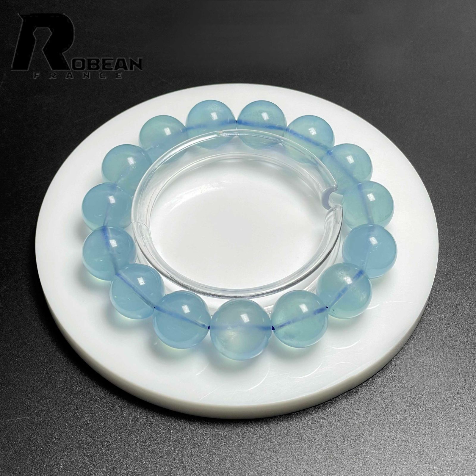 EU製 定価33万円 ROBEAN ブルーアクアマリン パワーストーン ブレスレット 天然石 原石 お守り プレゼント 15 6 16 7 mm