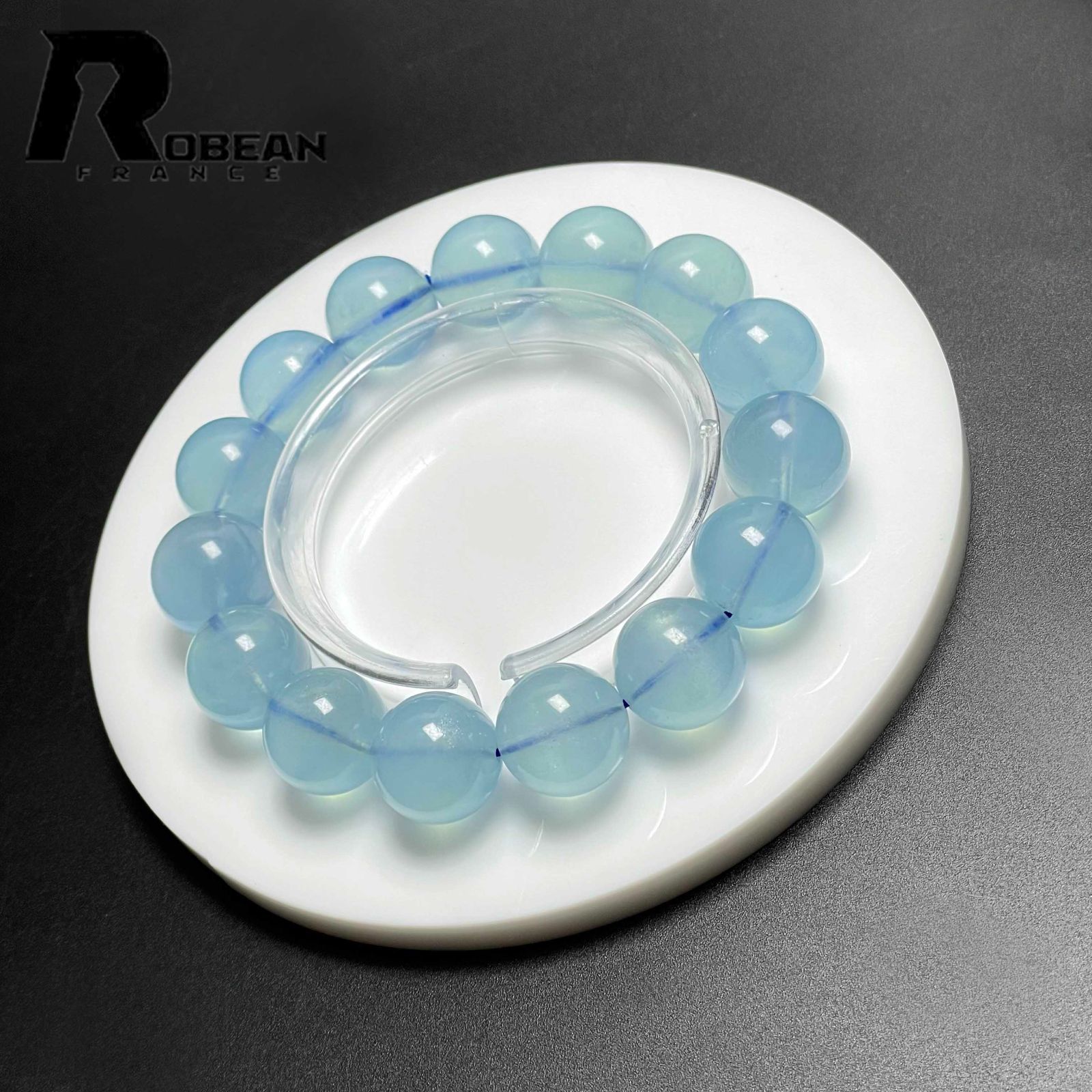EU製 定価33万円 ROBEAN ブルーアクアマリン パワーストーン ブレスレット 天然石 原石 お守り プレゼント 15 6 16 7 mm