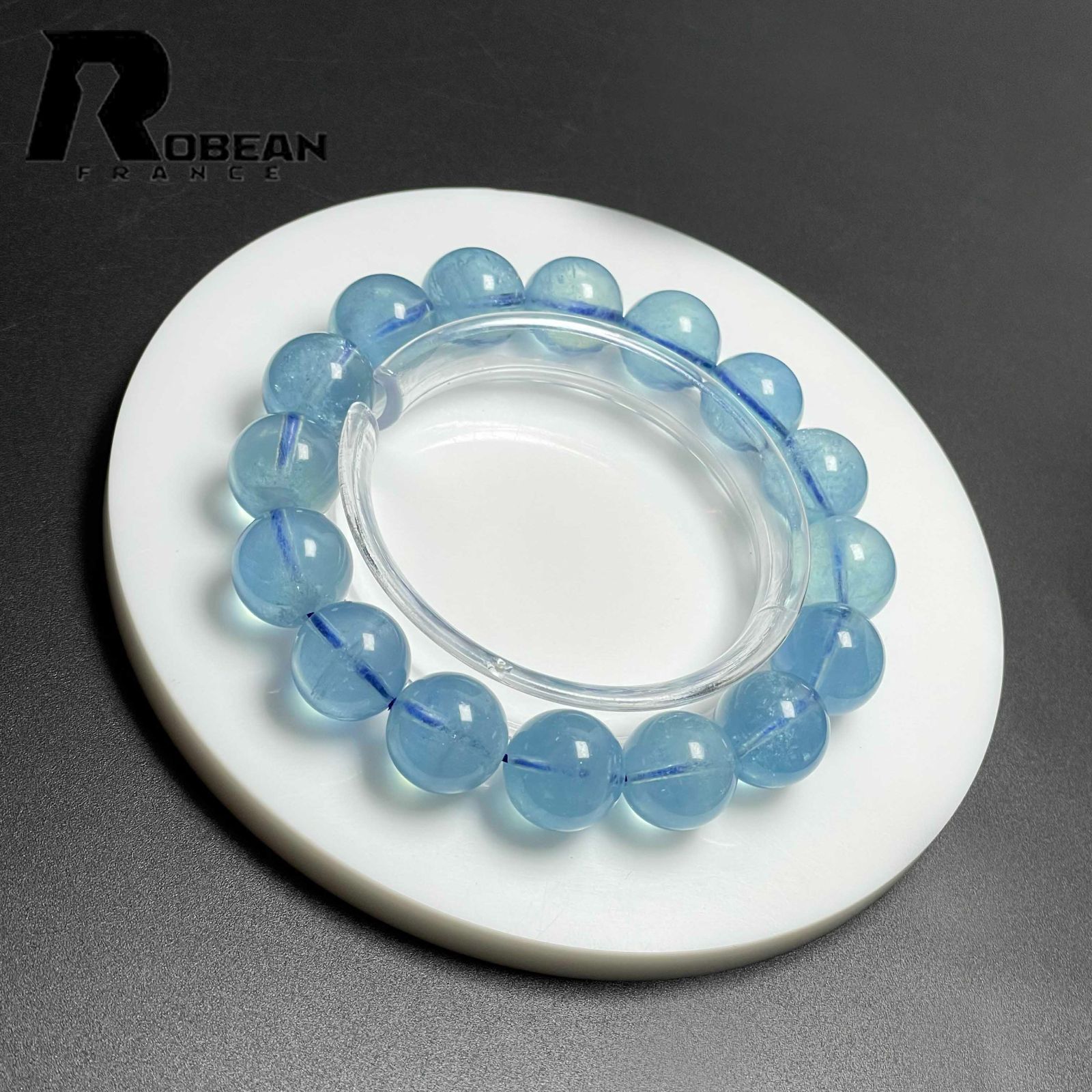  EU製 定価27万円 ROBEAN ブルーアクアマリン パワーストーン ブレスレット 天然石 原石 お守り プレゼント 13 9 14 3 mm ブレスレット アクセサリー
