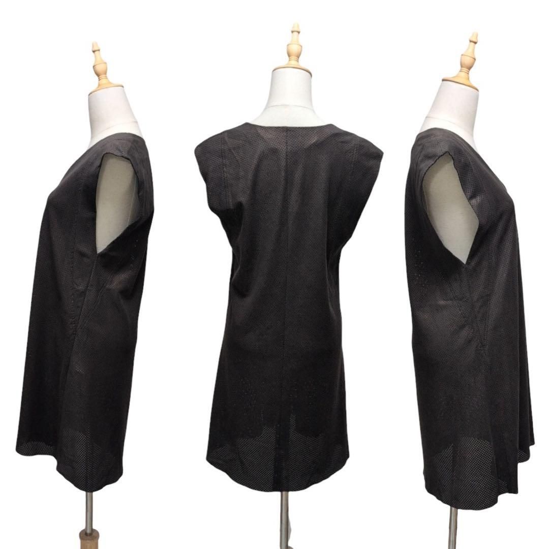 HIROKO KOSHINO ヒロココシノ【38】ノースリーブワンピース 人工皮革