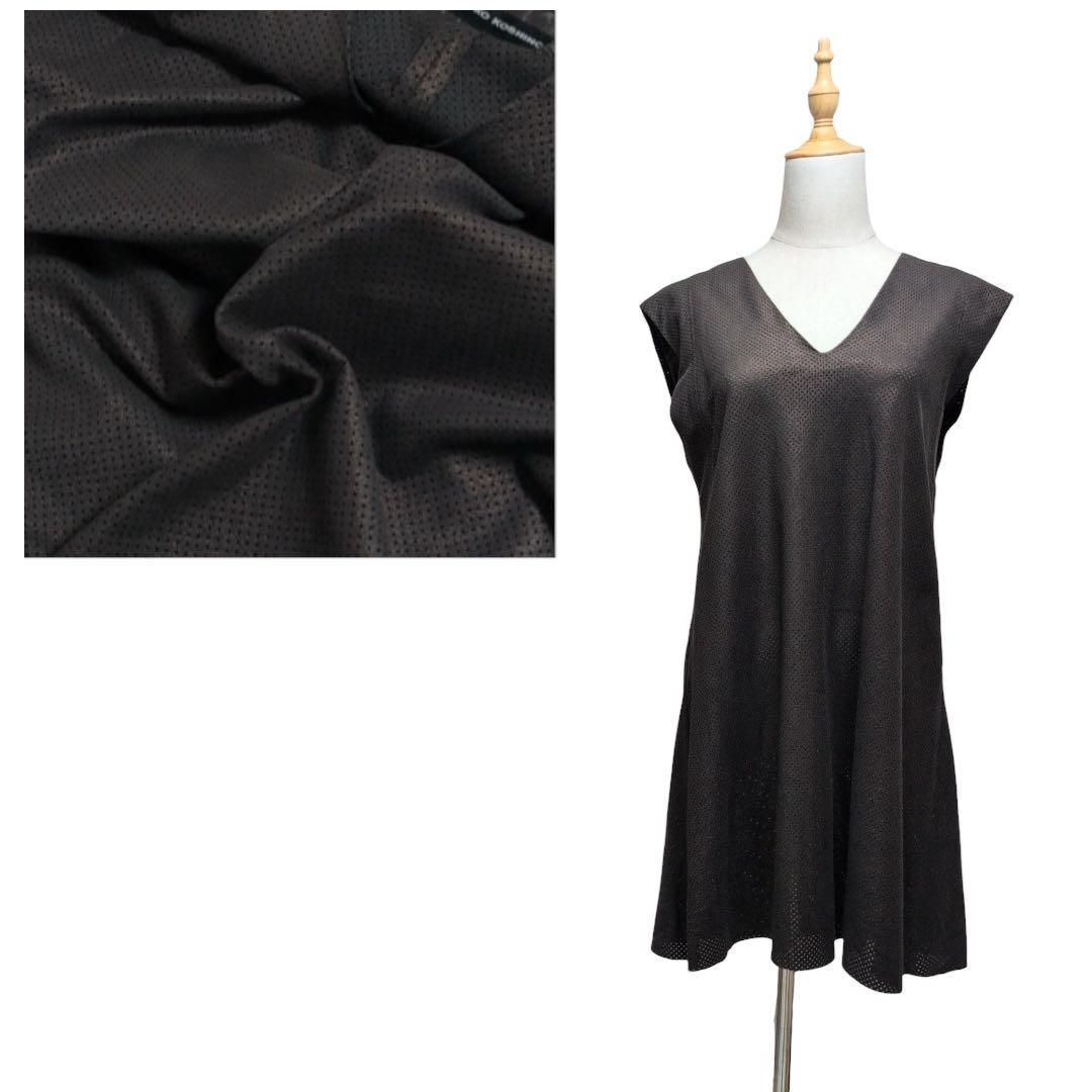 HIROKO KOSHINO ヒロココシノ【38】ノースリーブワンピース 人工皮革