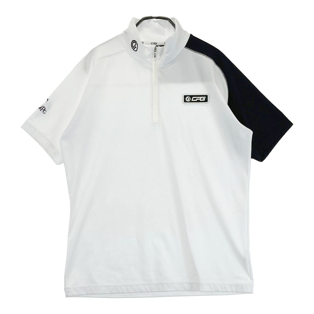 サイズ 2 CPG GOLF シーピージーゴルフ 半袖ハーフジップTシャツ ホワイト系 ゴルフウェア メンズ ストスト