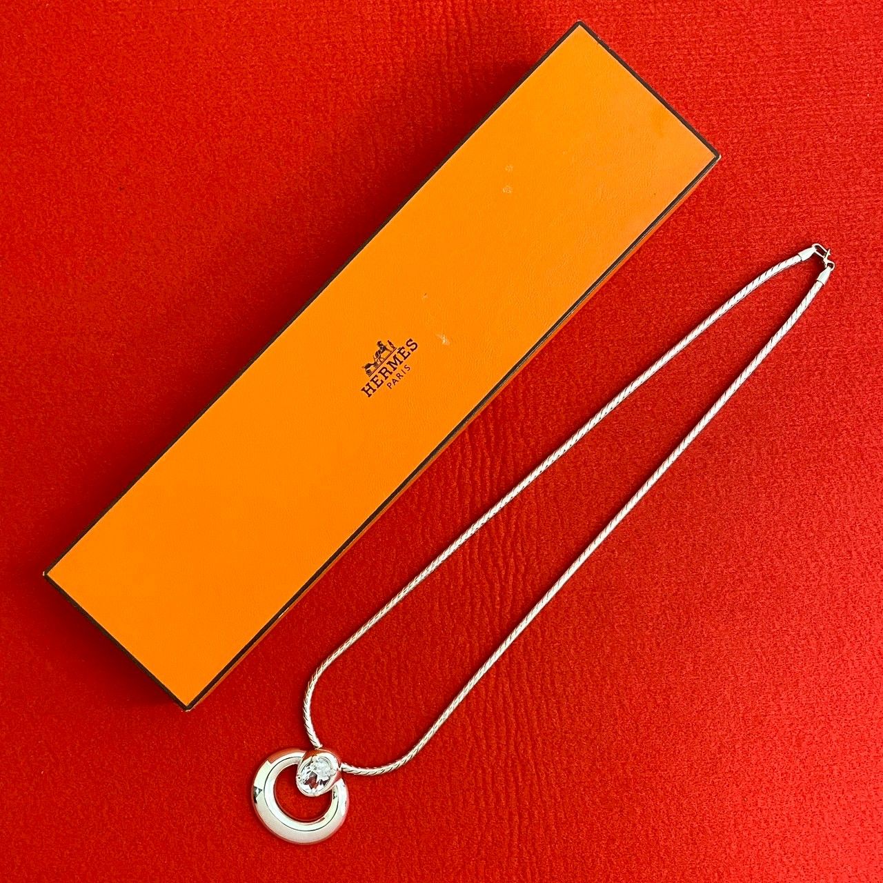 極 美品 希少品 箱付き HERMES エルメス シルバー925 トパーズ 