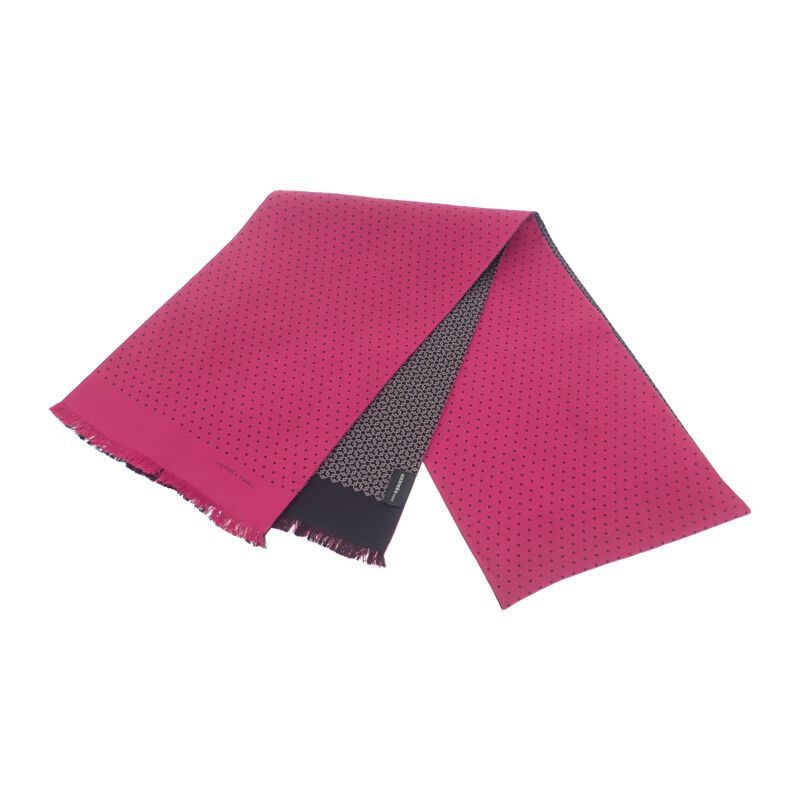 エルメス HERMES ポルカドット スカーフ シルク ピンク ブラック レディース リバーシブル フリンジ 秋冬 ABランク