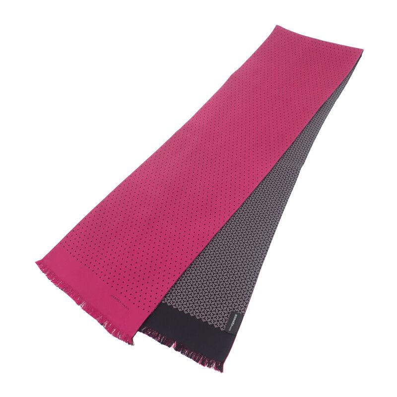 エルメス HERMES ポルカドット スカーフ シルク ピンク ブラック レディース リバーシブル フリンジ 秋冬 ABランク