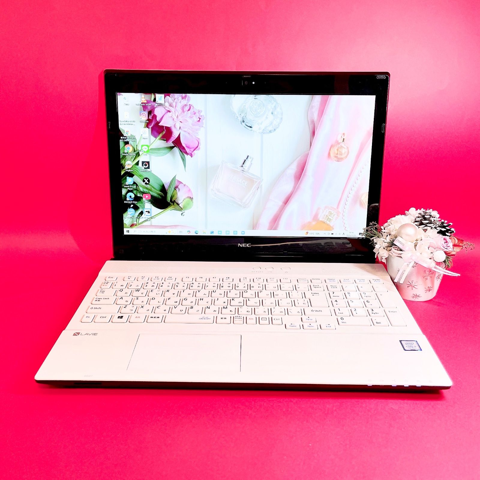 バッテリー良好 Corei 7 ️大容量1 TB ブルーレイ ノートパソコン おしゃれホワイト 白 テンキー WEBカメラ NEC Lavie Excel Word オフィス付き PC 本体NS Windows 事務作業 在宅ワーク み