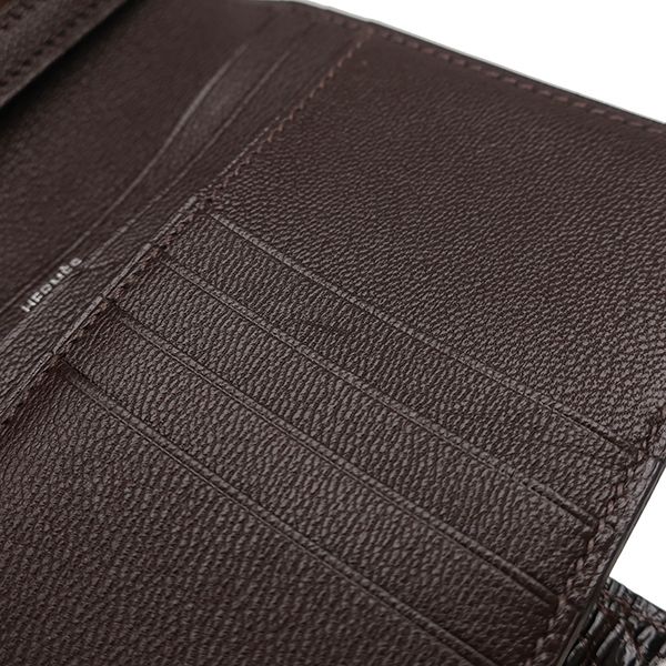 エルメス HERMES 二つ折り財布 ベアンコンパクト アリゲーター ハバナ シルバー金具 茶 クロコ K刻印(2025年製) 【箱】【中古】 HERMES（エルメス） 二つ折り財布 ベアンコンパクト アリゲーター