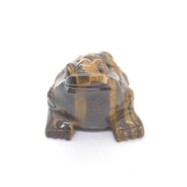 三脚蟾蜍 三本足のカエル 置物 タイガーアイ 7.5cm 天然石製 虎目石