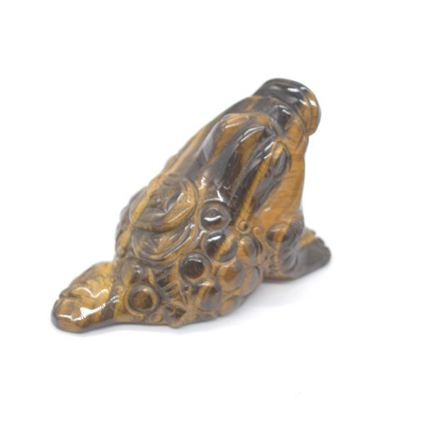 三脚蟾蜍 三本足のカエル 置物 タイガーアイ 7.5cm 天然石製 虎目石