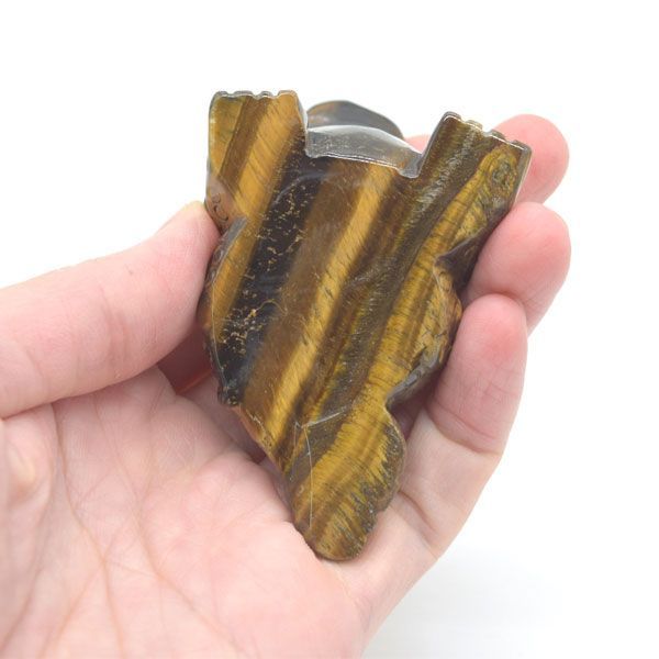 三脚蟾蜍 三本足のカエル 置物 タイガーアイ 7.5cm 天然石製 虎目石