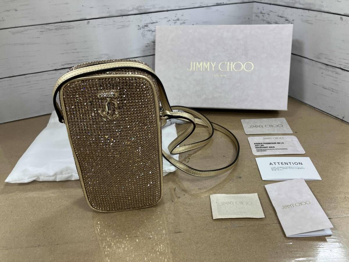 JIMMY CHOO ジミーチュー AVENUE PHONE CASE ショルダーバッグ ラインストーンショルダーバッグ ゴールド