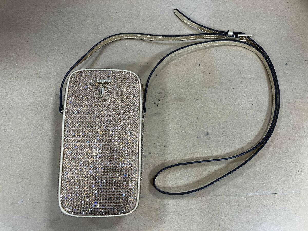 JIMMY CHOO ジミーチュー AVENUE PHONE CASE ショルダーバッグ ラインストーンショルダーバッグ ゴールド