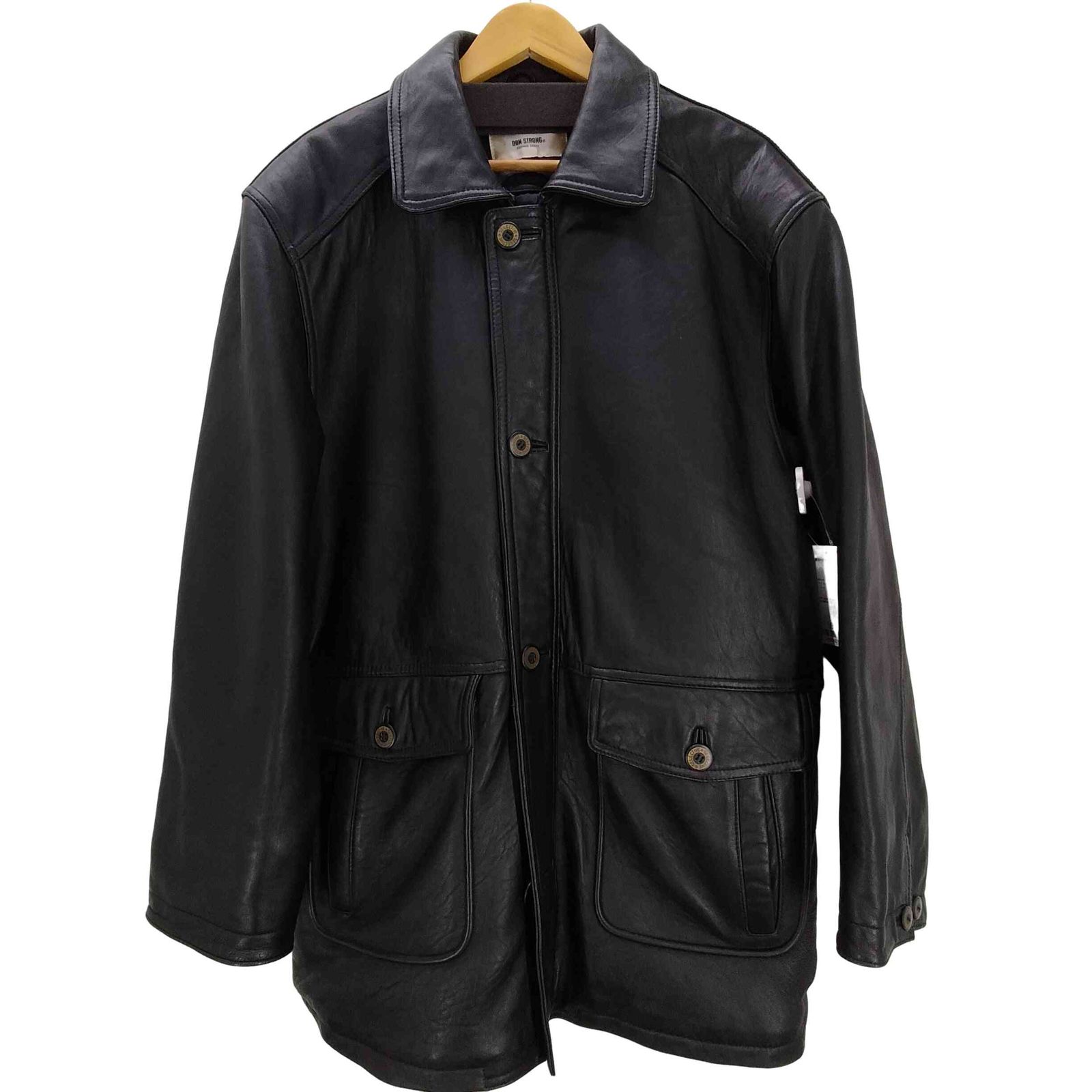 USED古着(ユーズドフルギ) DON-STRONG 裏地キルティング 羊革 ラムレザー カーコート ビックサイズ メンズ import：L 【中古】【ブランド古着バズストア】 ユーズドフルギ USED古着 DON-STRONG 裏地キルティング 羊革