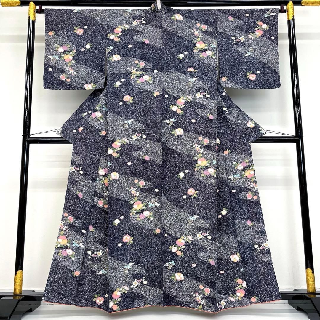 着物と帯 時流 K 25935 t 正絹 小紋 たたき染め 梅 椿