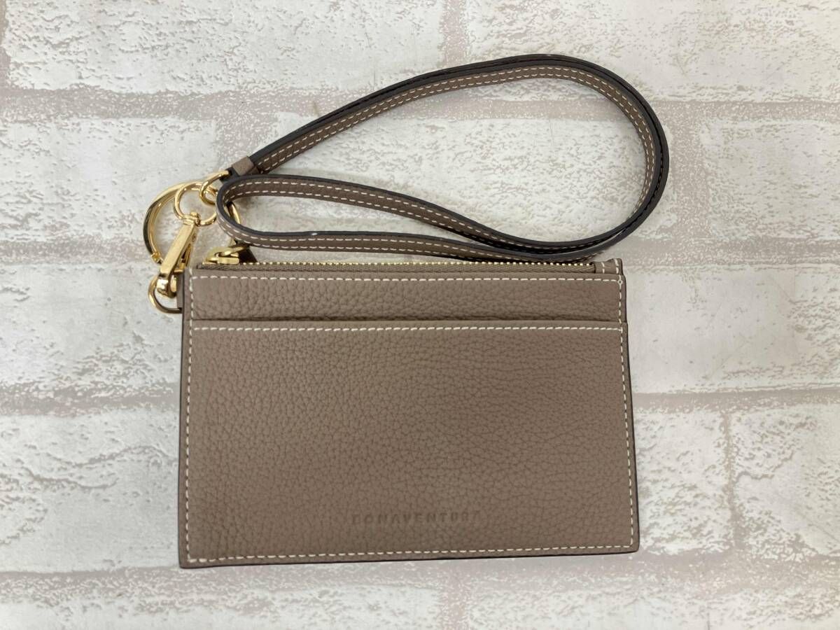 BONAVENTURA ボナベンチュラ ジップカードホルダー カードケース ストラップ付属 ブラウン系 レザー