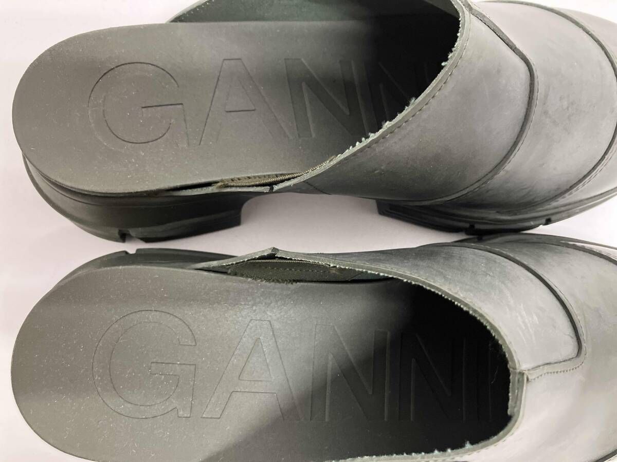 GANNI サンダル GANNI ガニー グリーン オリーブ ラバーミュール サンダル サイズ 38