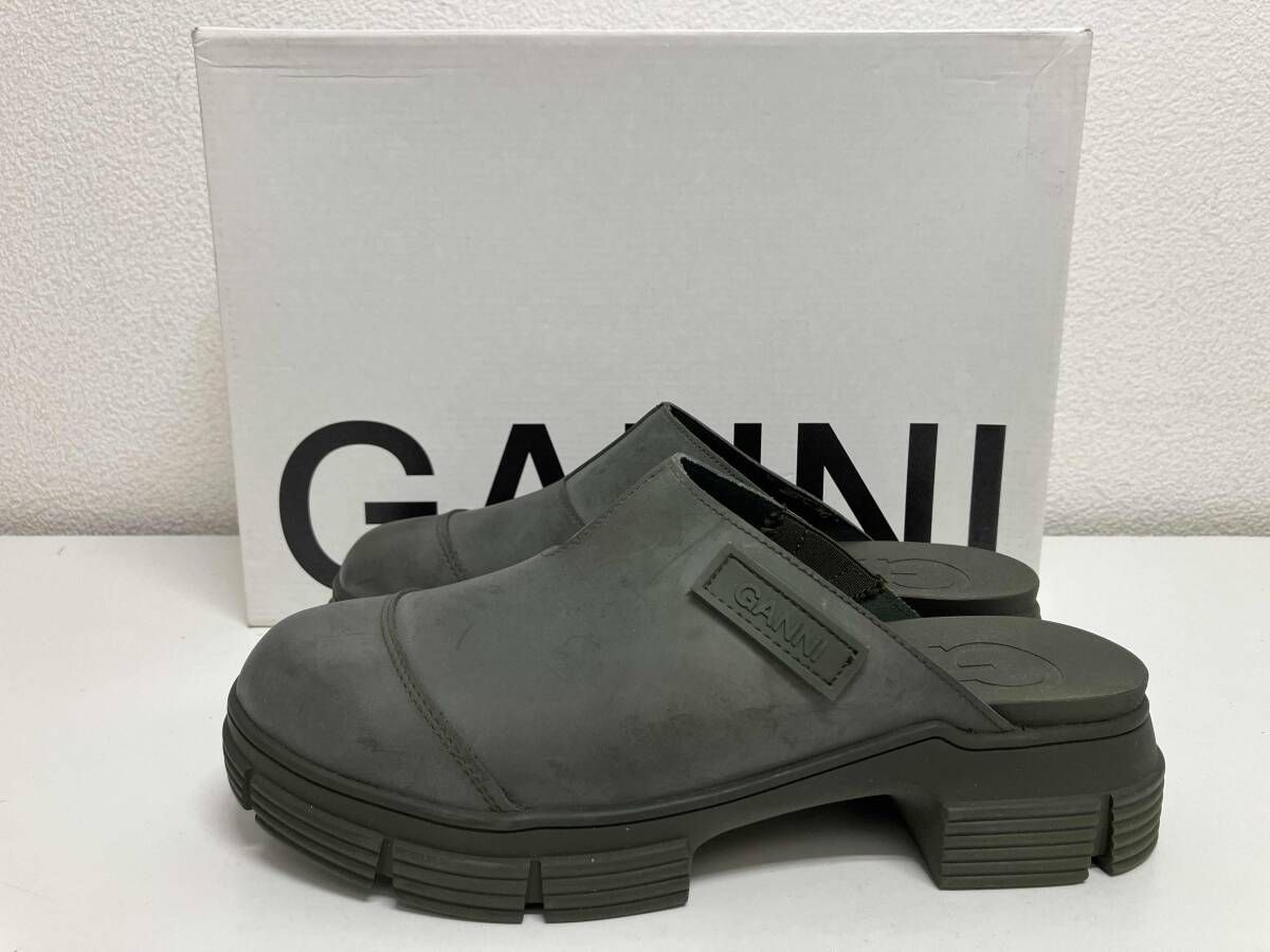 GANNI ガニー グリーン オリーブ ラバーミュール サンダル サイズ 38