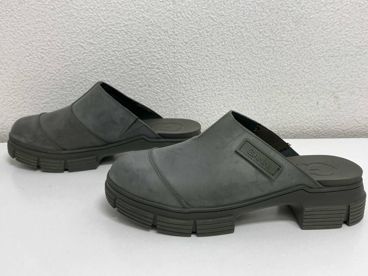 GANNI ガニー グリーン オリーブ ラバーミュール サンダル サイズ 38