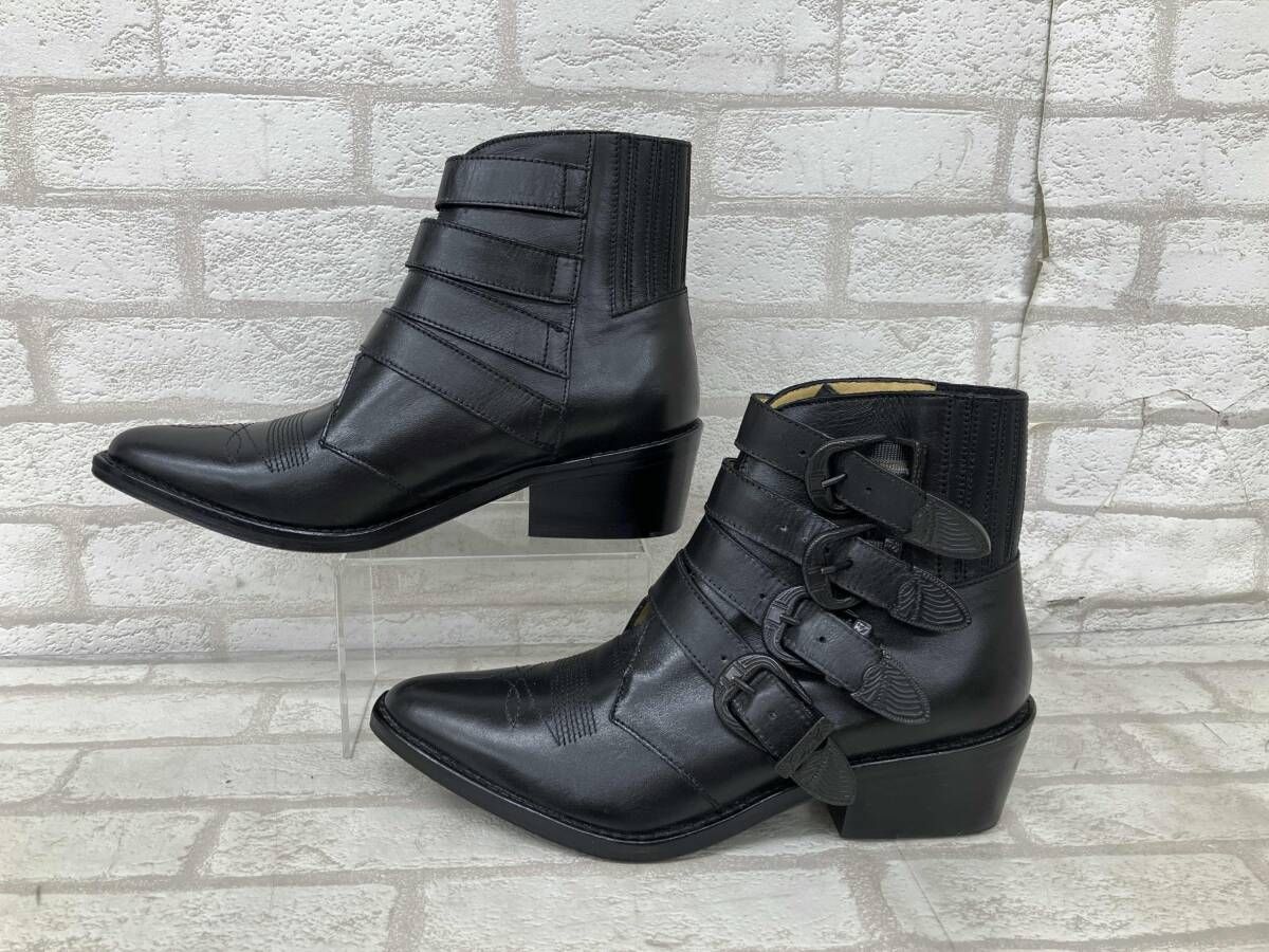 TOGA PULLA トーガ 0316 G レディース サイズ36 1 2 ブラック ショートブーツ ベルト レザー ウエスタン ステッチ