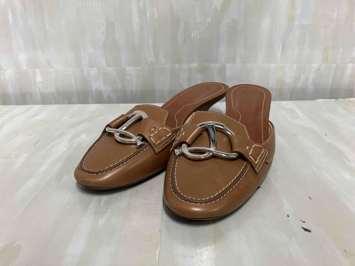 トッズ　ミュール TOD'S トッズ ブラウン ミュール サンダル 36サイズ - メルカリ