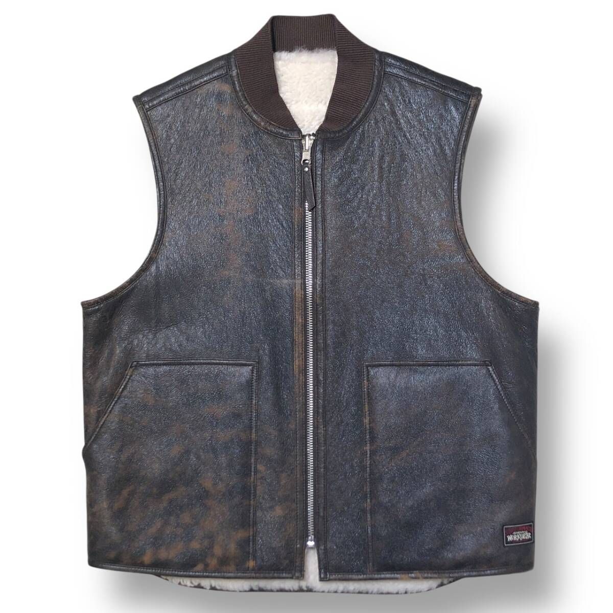 stussy REVERSIBLE SHEARLING WORKGEAR VEST ベスト サイズS ブラウン 