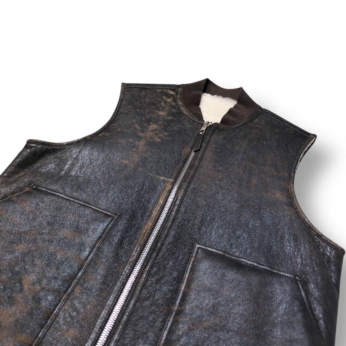 stussy REVERSIBLE SHEARLING WORKGEAR VEST ベスト サイズS ブラウン 