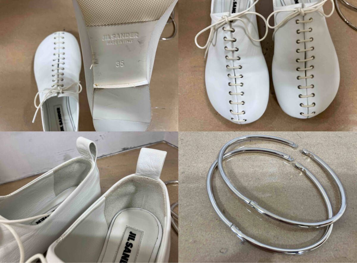  Jil sander レザーシューズ アンクレット付きシューズ ホワイト35 その他 小物