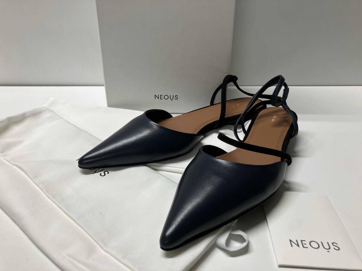 き NEOUS ネオアス サンダル サイズ37 グレイッシュネイビー ブラック