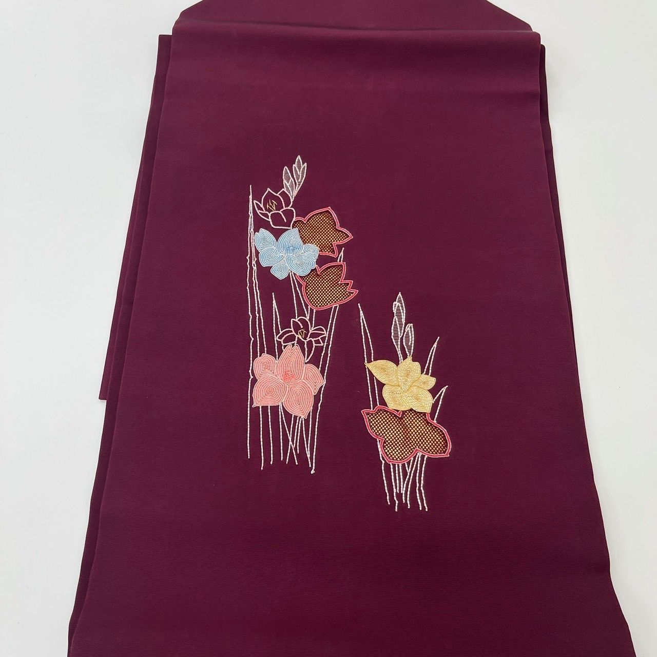 名古屋帯 正絹 塩瀬 メッシュ加工 駒刺繍 九寸 MA-1492 - メルカリ