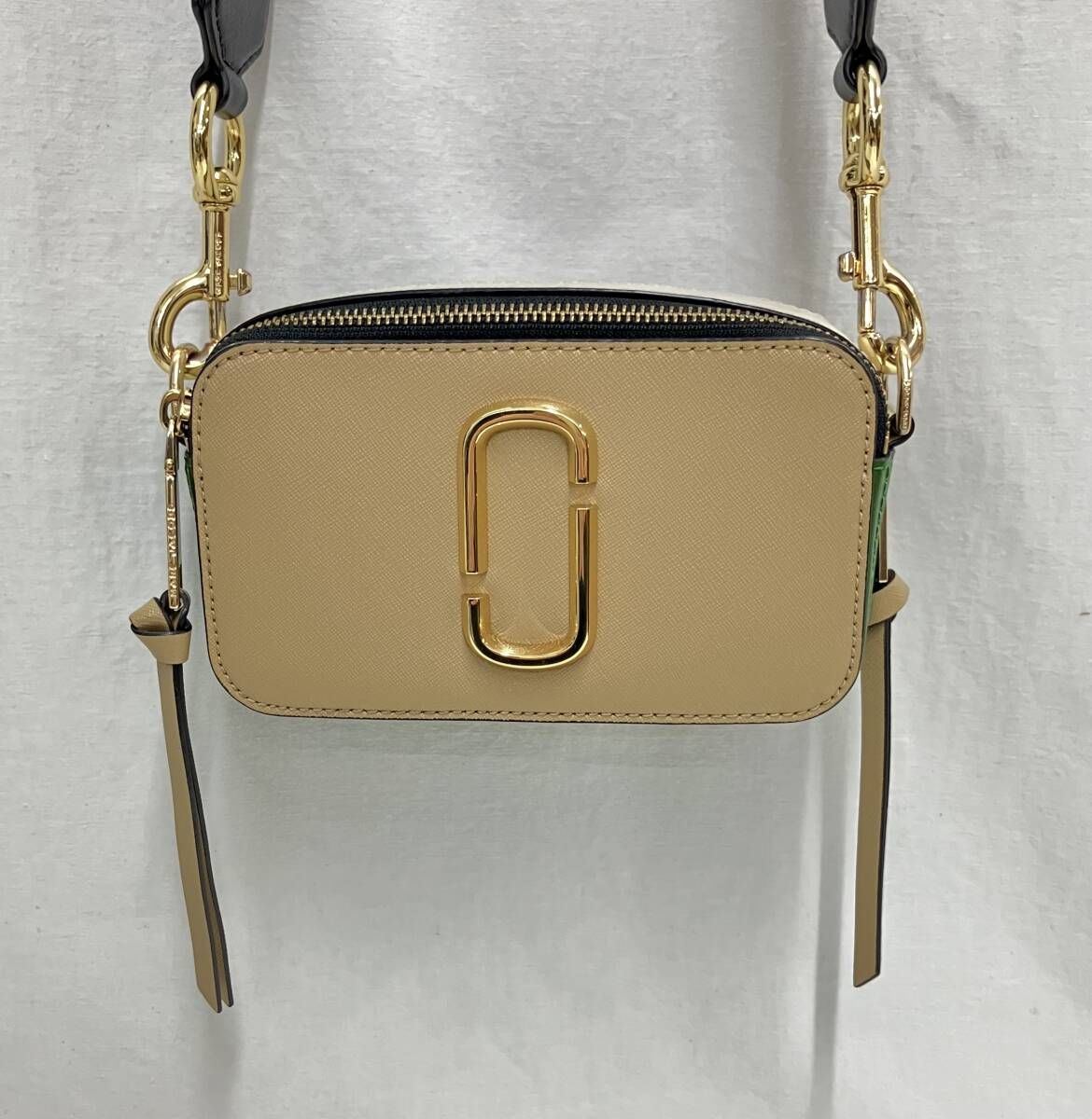 MARC JACOBS マーク ジェイコブス スナップショット ショルダーバッグ ミニ バッグ レザー ベージュ ホワイト グリーン ロゴ