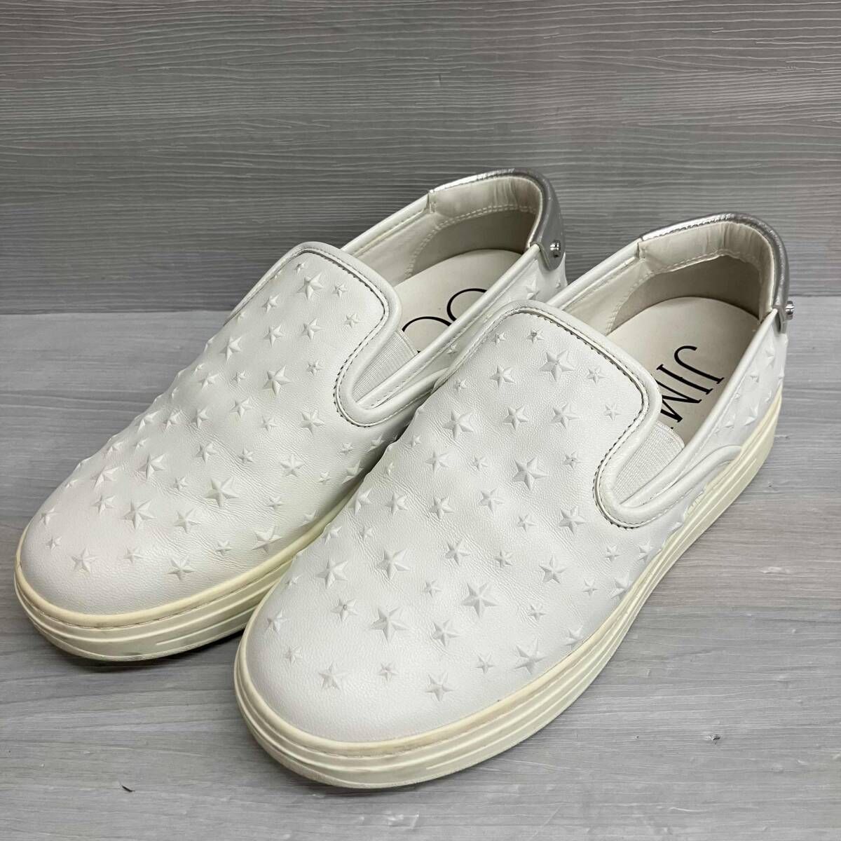 JIMMY CHOO ジミ-チュウ スターエンボススニーカー デッキシューズ ホワイト サイズ36
