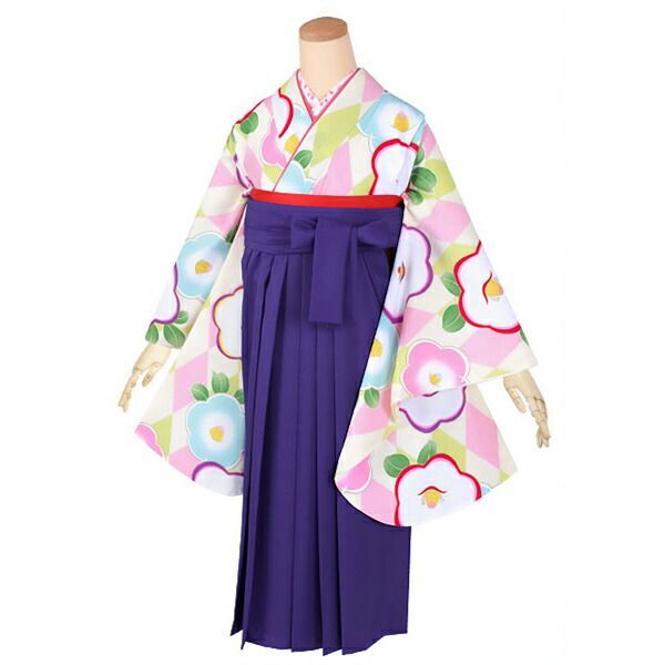 ジュニア用 振袖単品 ショート丈 「ピンク ダイヤに椿」仕立て上がり 小振袖 着物 子ども 子供 キッズ ジュニア 女の子 卒業式 小学校 小学生 中学校 中学生 十三参り 十三詣り 1/2成人式 ハーフ成人式 貸衣装処分 レンタル処分品