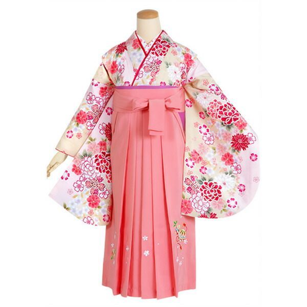 ジュニア用 振袖単品「クリーム 牡丹に小桜」仕立て上がり 小振袖 着物 子ども 子供 キッズ ジュニア 女の子 卒業式 小学校 小学生 中学校 中学生 十三参り 十三詣り 1/2成人式 ハーフ成人式 貸衣装処分 レンタル処分品