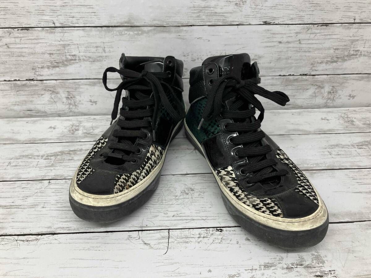 JIMMY CHOO ハイカットスニーカー ブラック グリーン ホワイト サイズ41