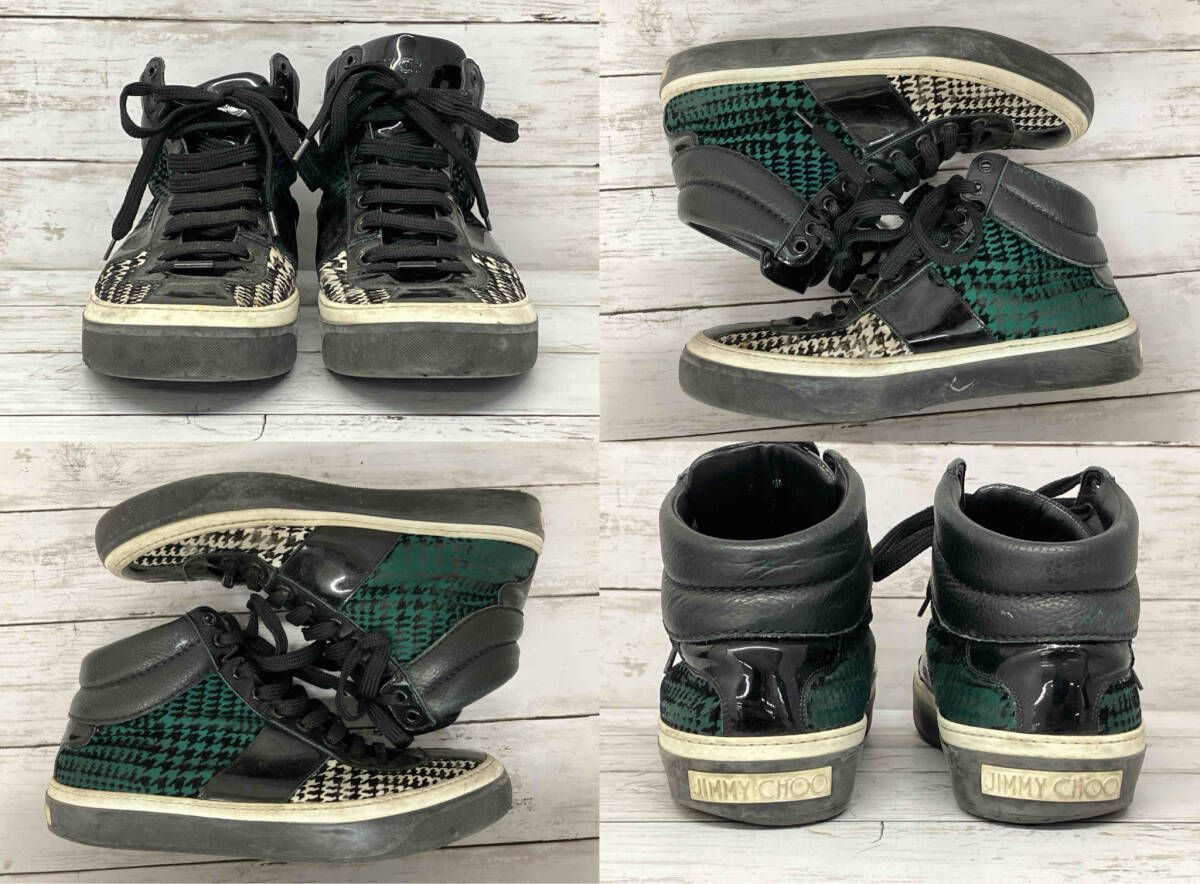 JIMMY CHOO ハイカットスニーカー ブラック グリーン ホワイト サイズ41