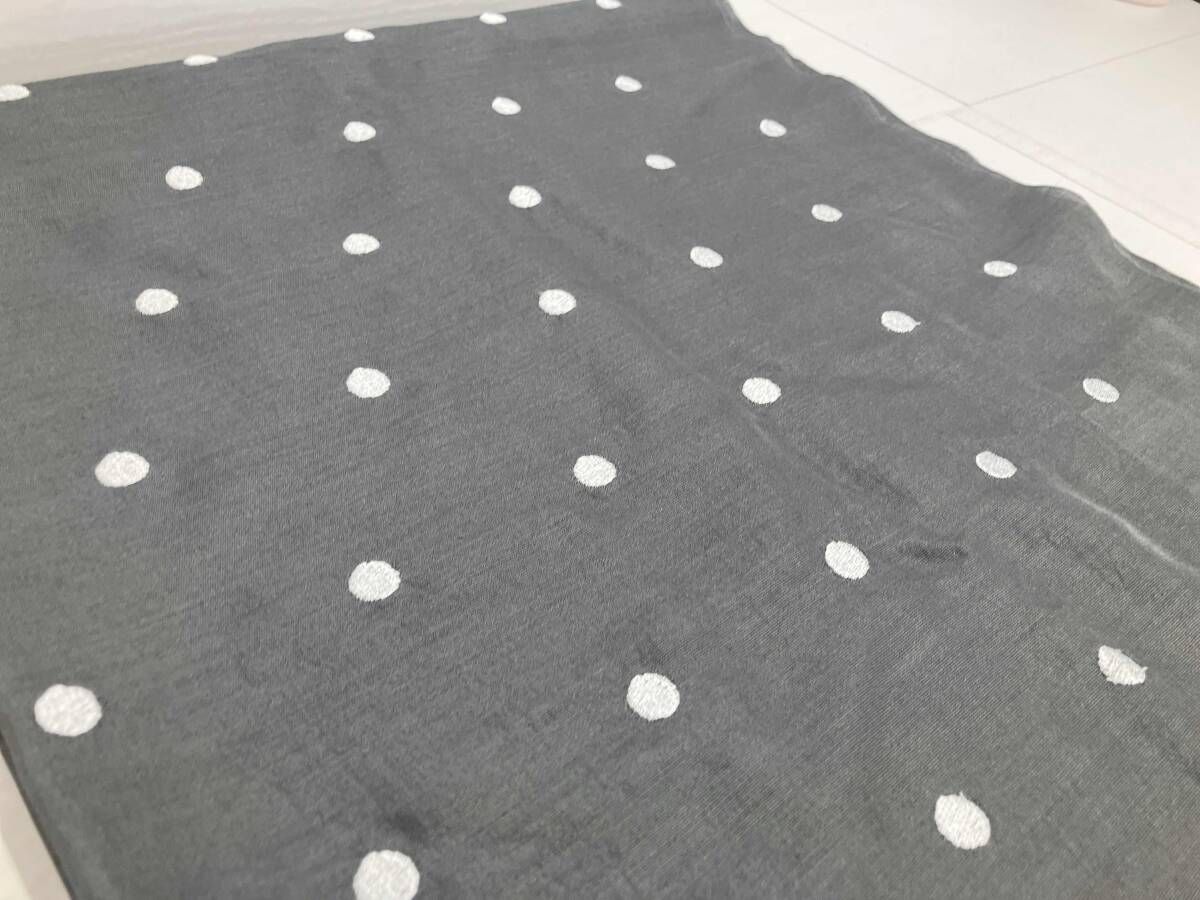  YOHJI YAMAMOTO ヨウジヤマモト シルク混ストール 水玉 グレー その他 小物