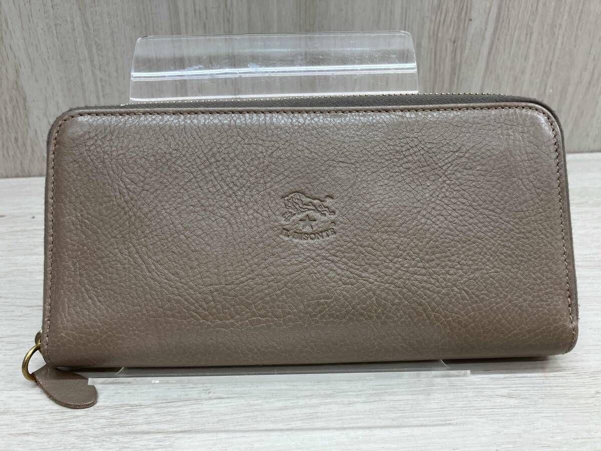 IL BISONTE イルビゾンテ 長財布小銭入れ付き グレーベージュ 保存袋あり