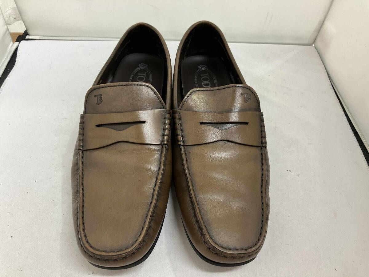 TOD S トッズ シティ ゴンミ ニ ドライビングシュ ズ サイズ11 ロ ファ ブラウン