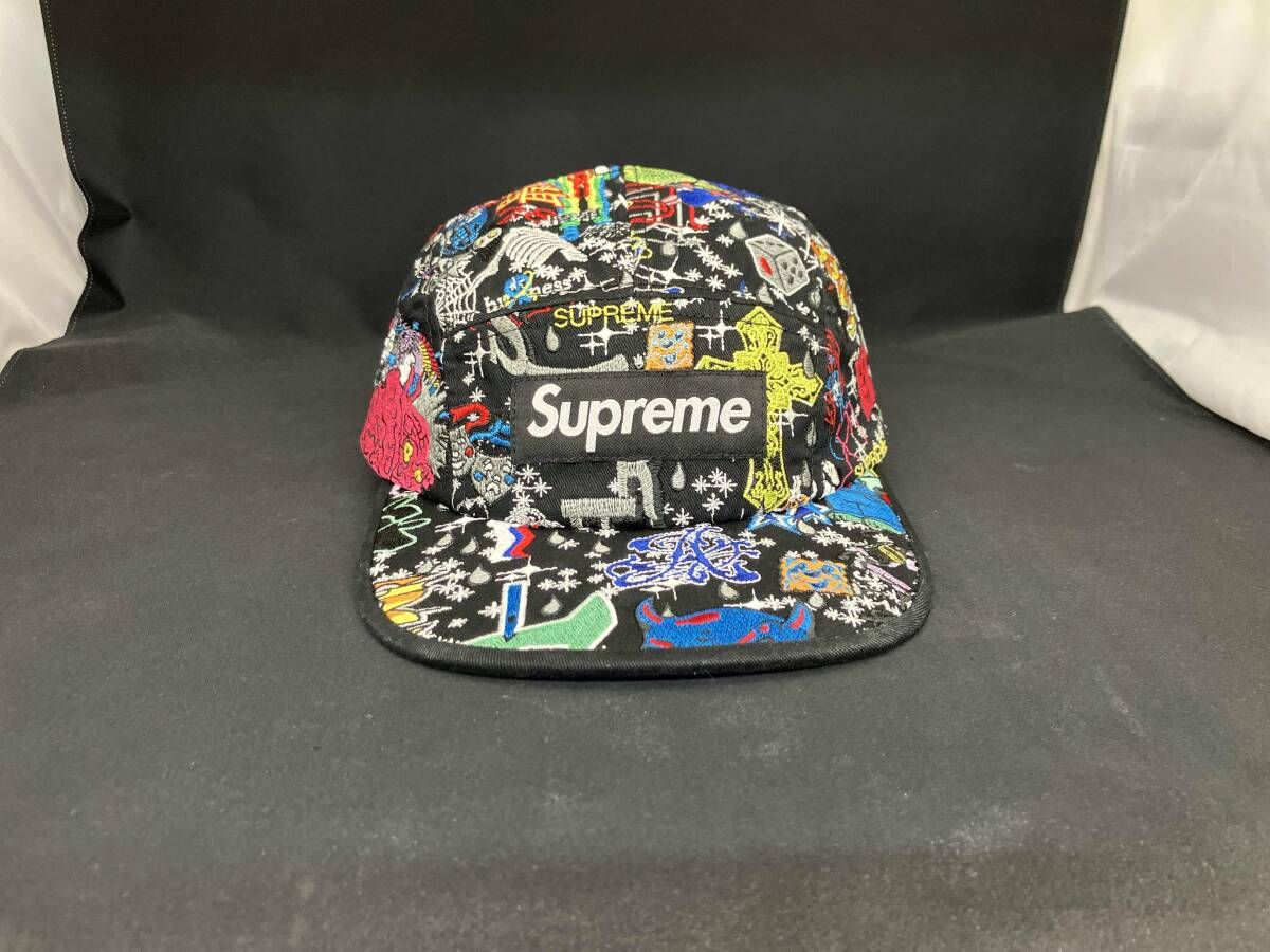 Supreme シュプリーム SS 25 AOI Embroidered Camp Cap キャップ 帽子 フリーサイズ 黒 ブラック メンズ レディース 刺繍 ステッカー付き
