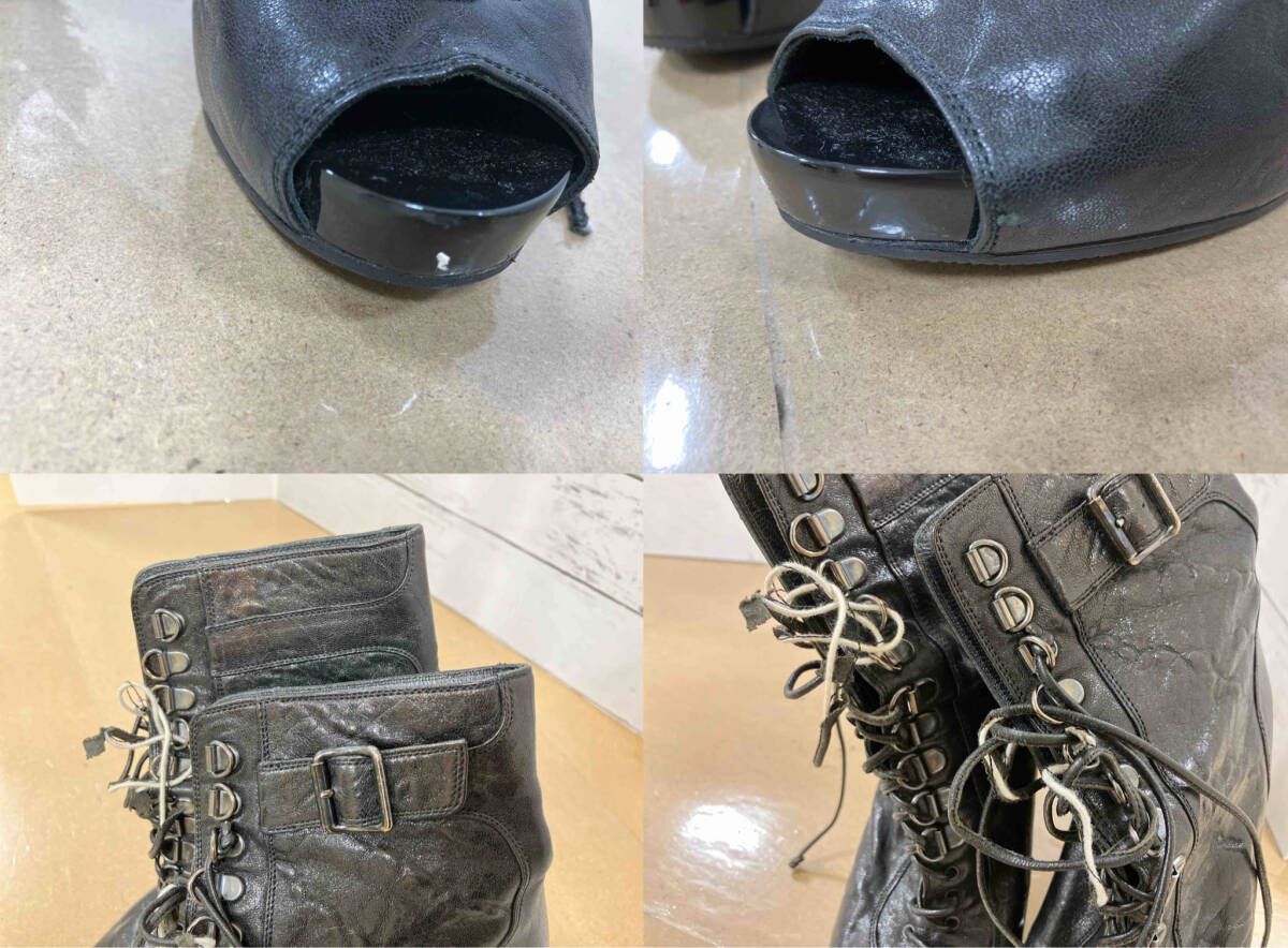 レザー編み上げショートブーツ レザーブーツ