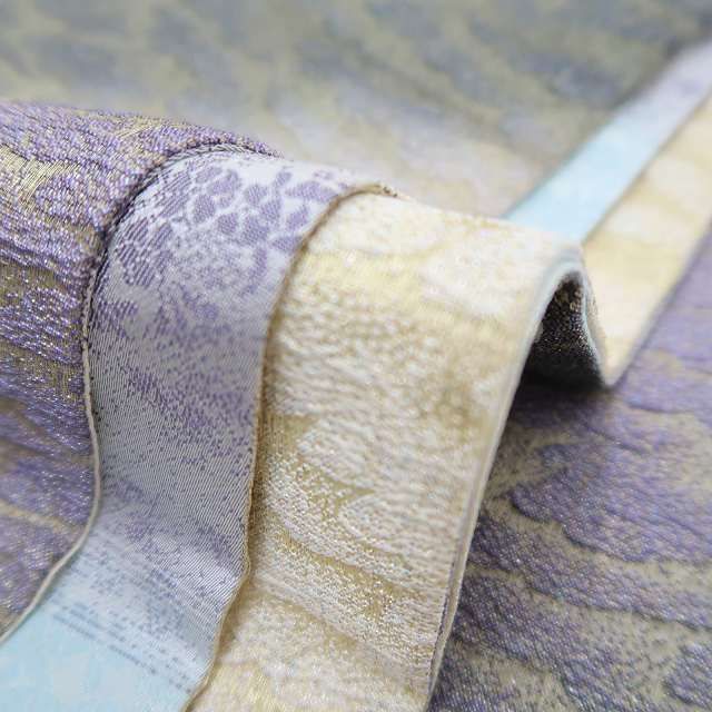 ✾まめ藤✾ 全通 正絹 着物 霞空と水面鏡の花咲く息遣いのグラデーション 袋帯 B-1