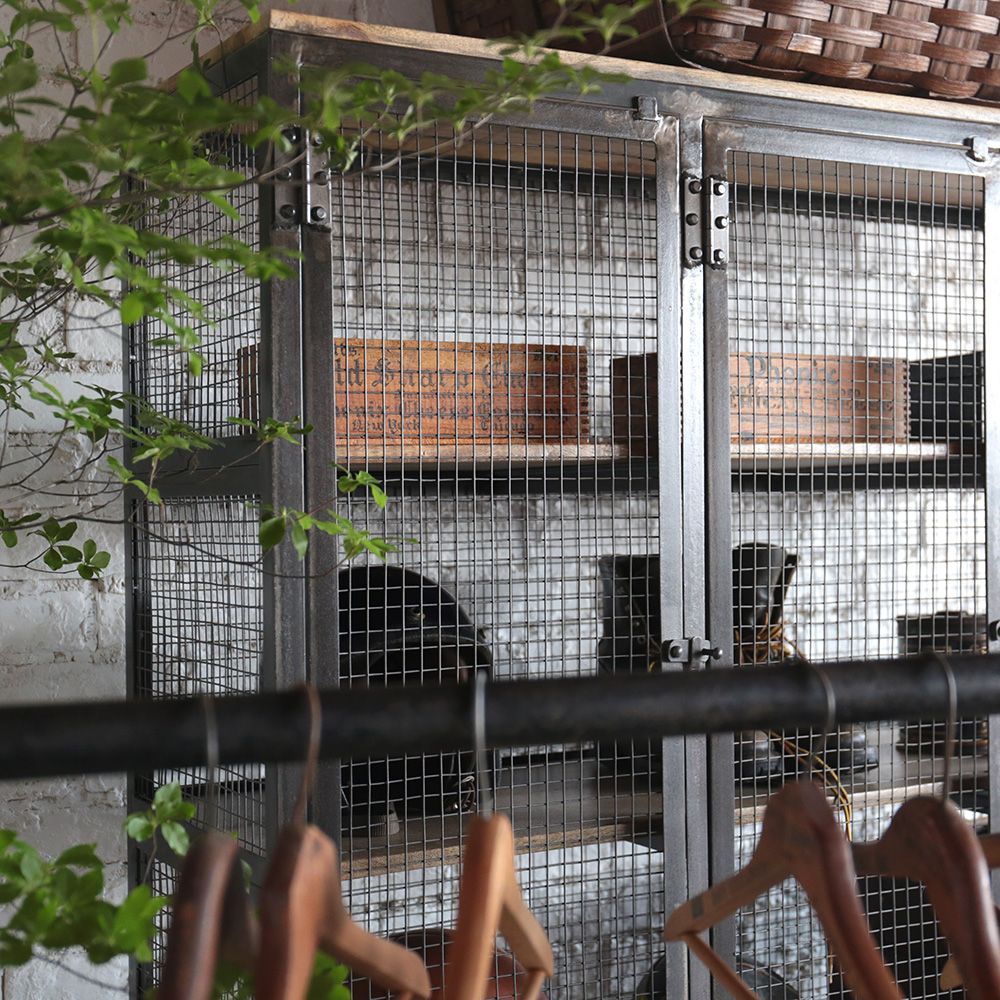 シェルフ 古材 家具 ラック キャビネット メッシュ アンティーク