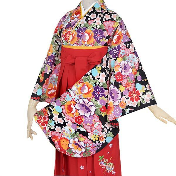 ジュニア用 振袖単品「黒 雲取かのこ柄に牡丹」仕立て上がり 小振袖 着物 子ども 子供 キッズ ジュニア 女の子 卒業式 小学校 小学生 中学校 中学生 十三参り 十三詣り 1/2成人式 ハーフ成人式 貸衣装処分 レンタル処分品