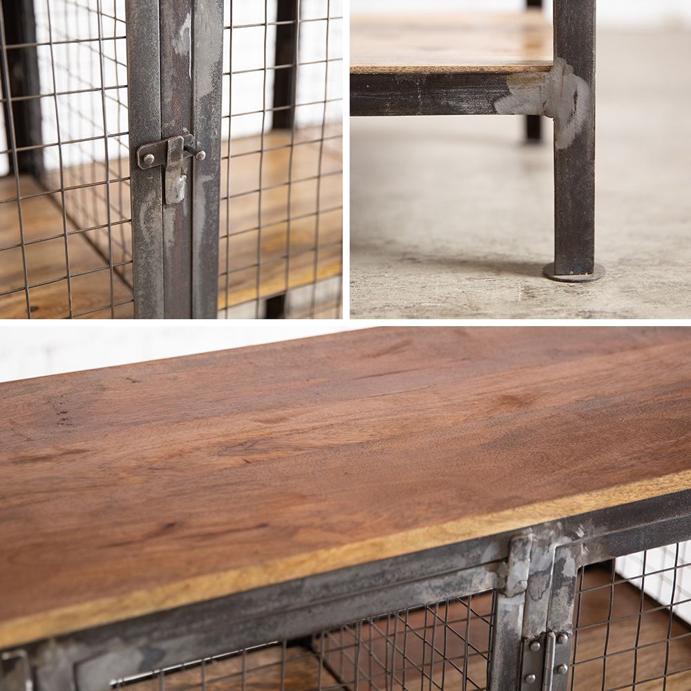 シェルフ 古材 家具 ラック キャビネット メッシュ アンティーク