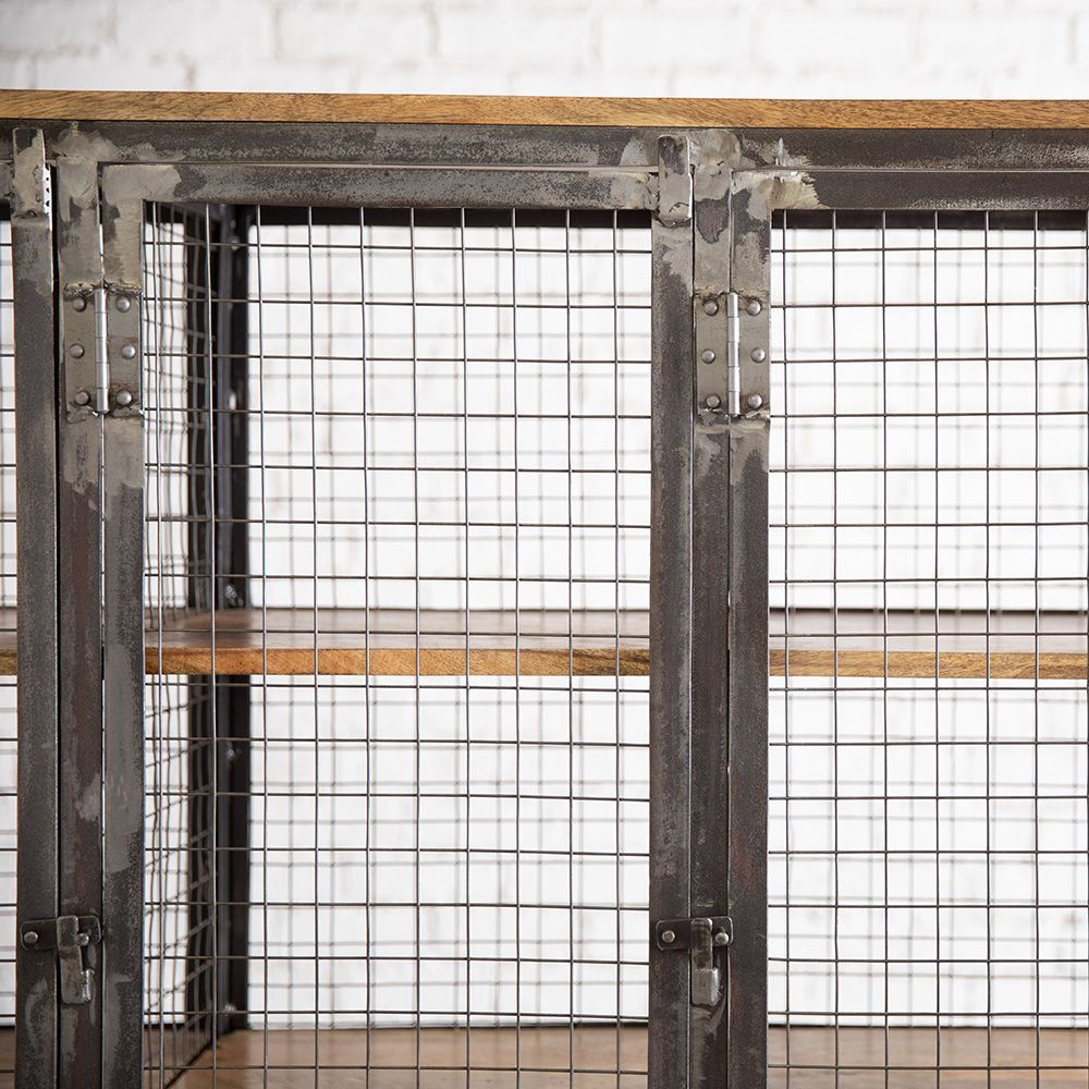 シェルフ 古材 家具 ラック キャビネット メッシュ アンティーク